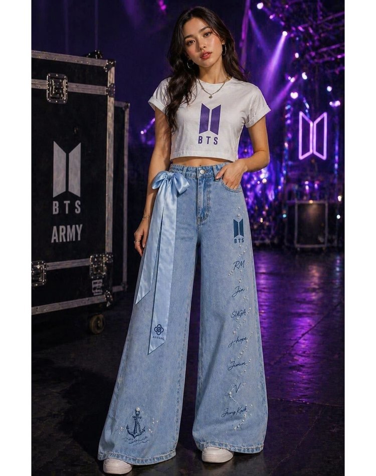Jean claro con logos BTS