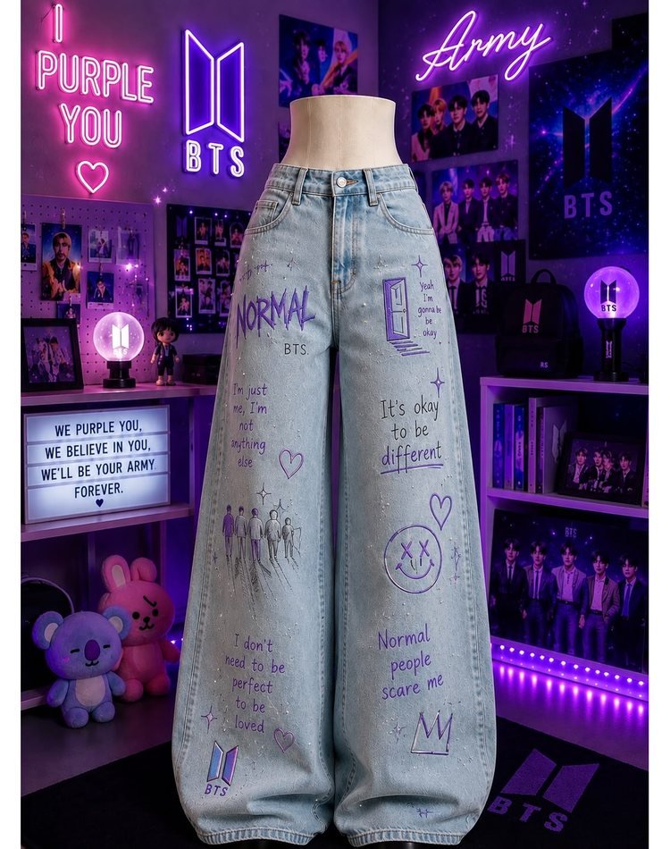 Jean Army con letras bordadas